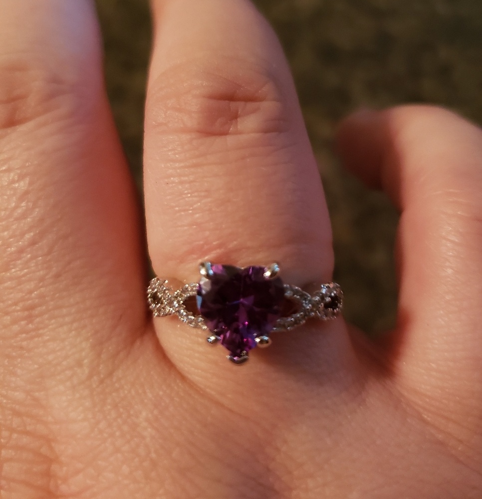 Purple and white Swarovski crystal ring
